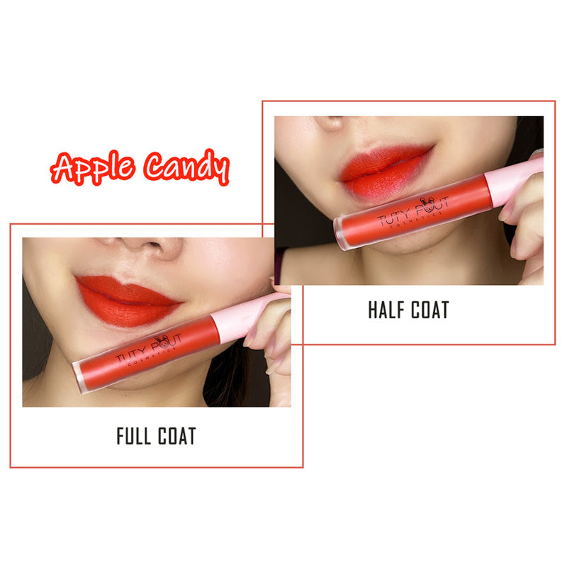 TUTYPOUT - Vegan & Cruelty-free Long-lasting Soft Matte Liquid Lipstick-Apple Candy (lip swatch)