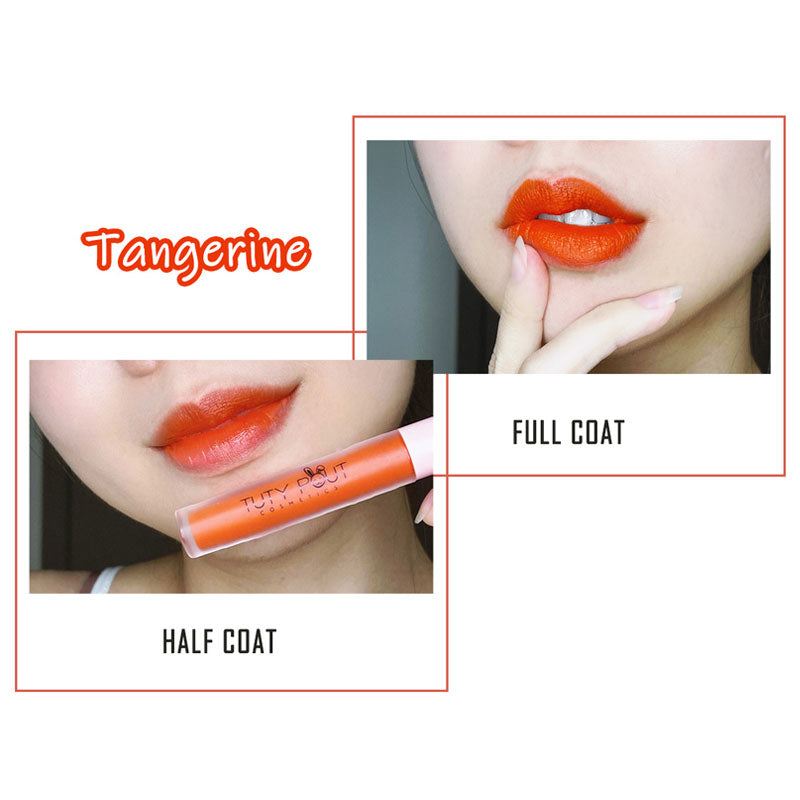 TUTYPOUT Vegan & Cruelty-free Long-lasting Soft Matte Liquid Lipstick-Tangerine (Lip swatch)