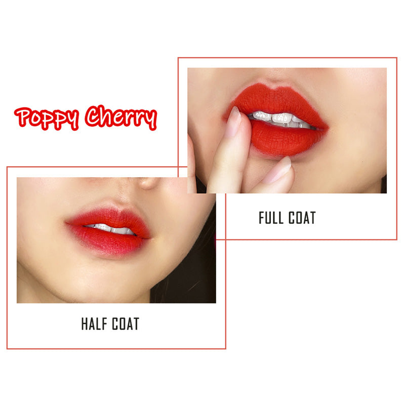 TUTYPOUT Vegan & Cruelty-free Long-lasting Soft Matte Liquid Lipstick-Poppy Cherry (lip swatch)