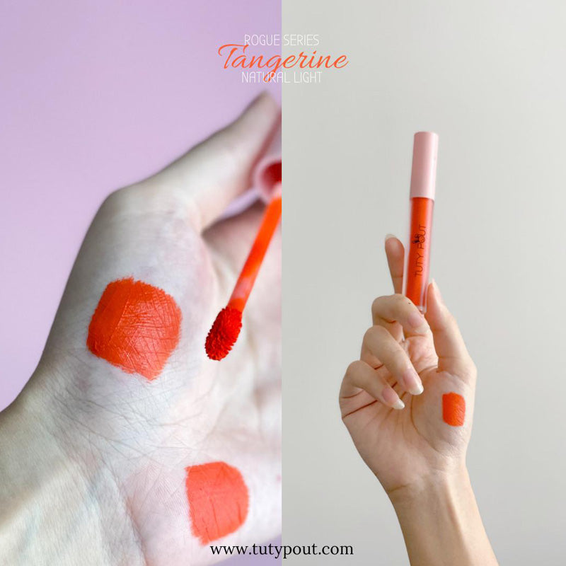 TUTYPOUT Vegan & Cruelty-free Long-lasting Soft Matte Liquid Lipstick-Tangerine (palm swatch)