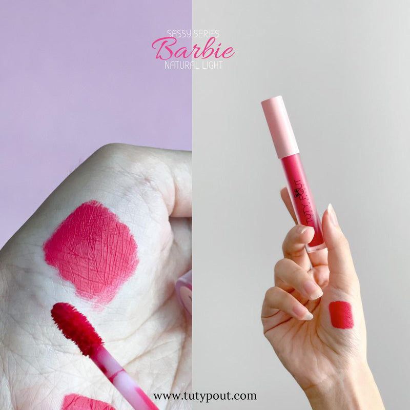 TUTYPOUT Vegan & Cruelty-free Long-lasting Soft Matte Liquid Lipstick-Barbie (palm swatch)