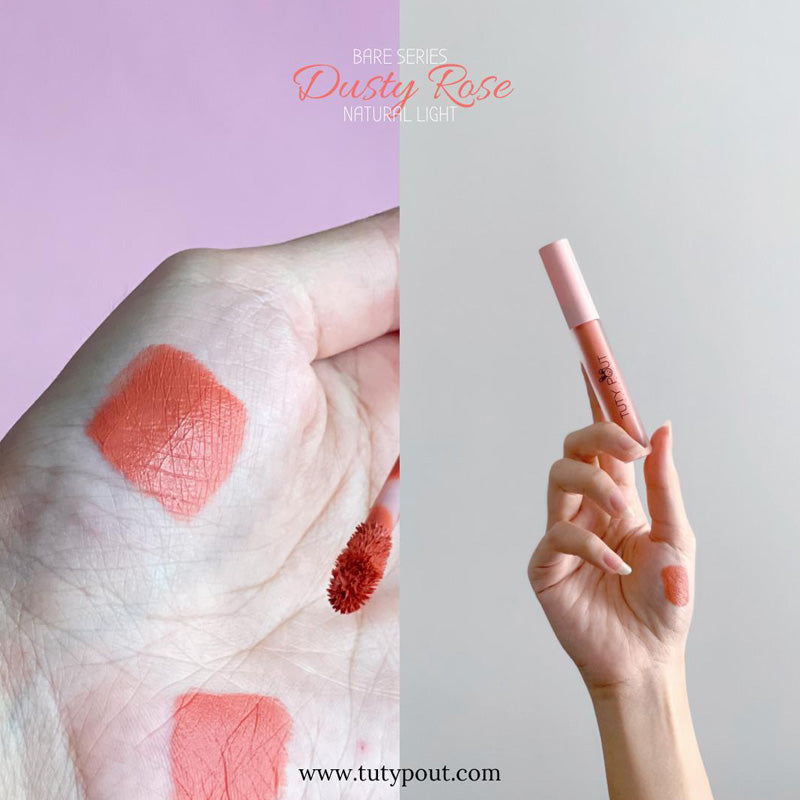 TUTYPOUT-Vegan & Cruelty-free Long-lasting Soft Matte Liquid Lipstick (palm swatch) - Dusty Rose